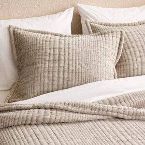 NWOT Quince Organic Cotton Channel Matelassé 2 Standard Shams Taupe 5⭐Reviews